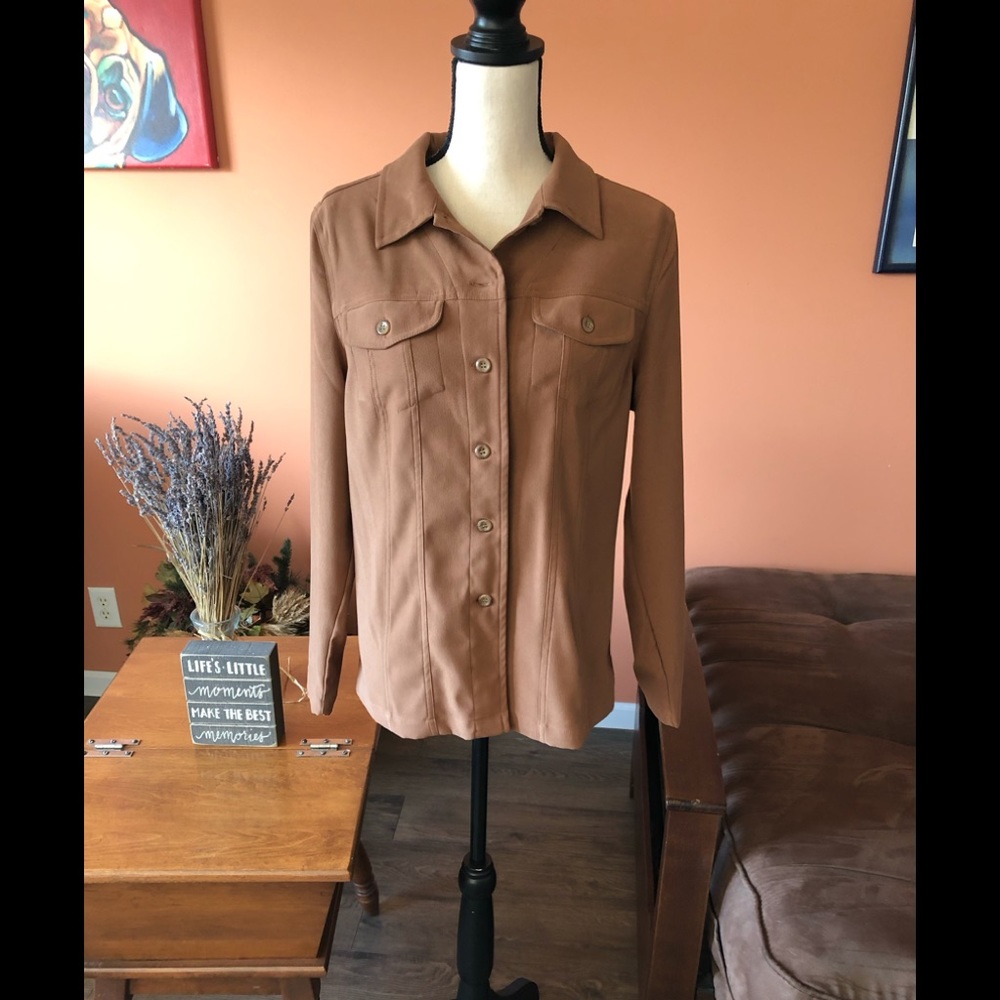 ISLANDER brown button down shirt